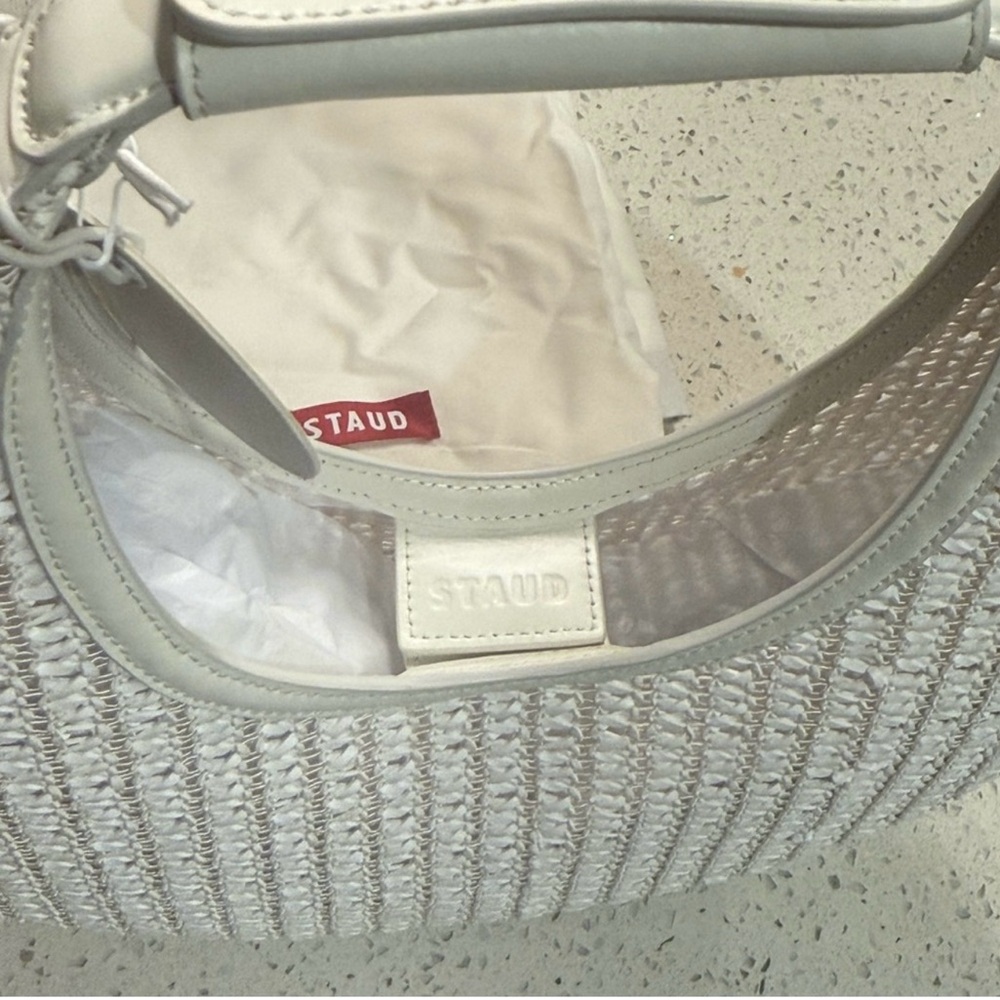 STAUD White Shoulder Bag with Textured Design
